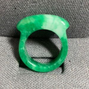 Genuine Green Jadeite Jade Saddle Ring Men size 10 with bag